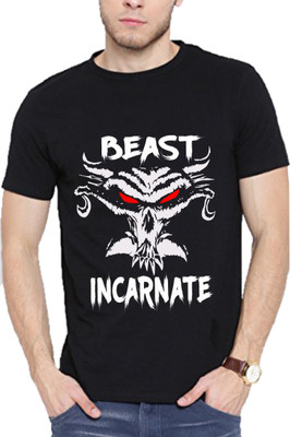 RS Print Graphic Print Men Round Neck Black T-Shirt