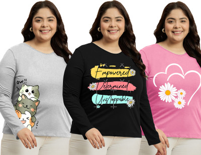 Elite soul Printed Women Round Neck Multicolor T-Shirt