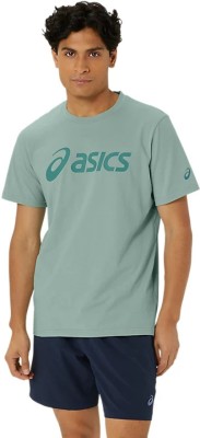 Asics Printed Men Round Neck Green T-Shirt