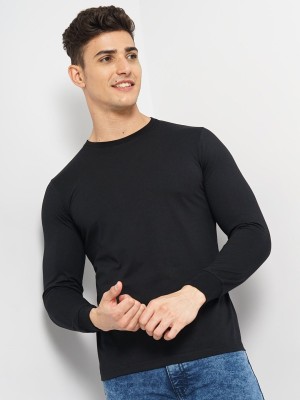 The Indian Garage Co. Solid Men Round Neck Black T-Shirt