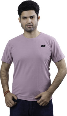 swastika vastram Solid Men Round Neck Pink T-Shirt