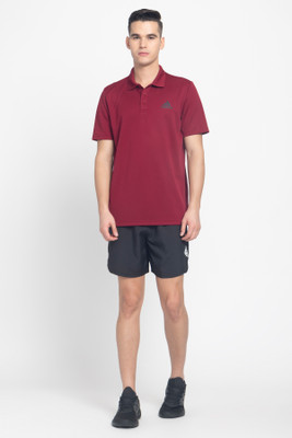 ADIDAS Solid Men Polo Neck Red T-Shirt