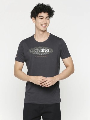 UnderJeans by Spykar Printed Men Round Neck Grey T-Shirt