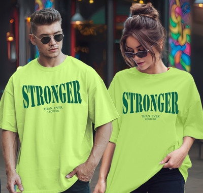 Leotude Printed Couple Round Neck Green T-Shirt