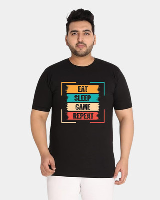 KIXO PLUS Graphic Print Men Round Neck Black T-Shirt