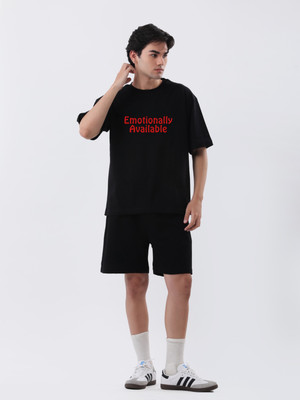 TheBTclub Abstract, Printed, Typography, Graphic Print Men Round Neck Black T-Shirt