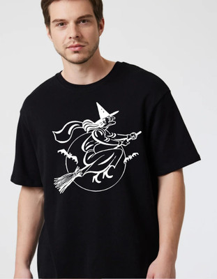 KS IMPEX Self Design Men Round Neck Black T-Shirt