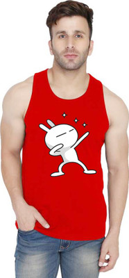 SLOWLORIS Printed Men Round Neck Red T-Shirt