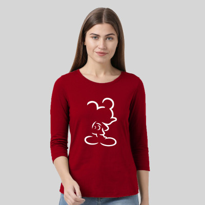 Smart Colors Printed Women Round Neck Red T-Shirt