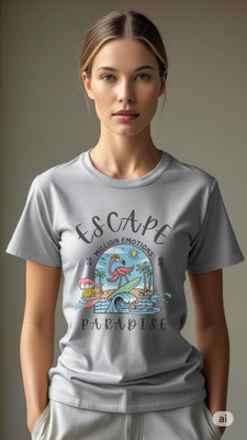 Millionemotions Graphic Print Women Round Neck Grey T-Shirt