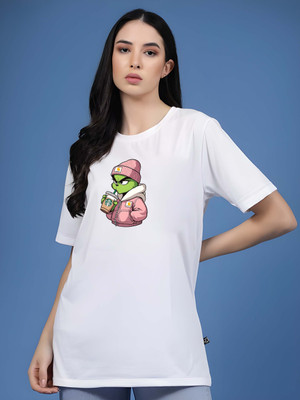 Kaido Typography Women Round Neck White T-Shirt