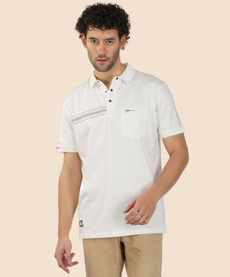 PRORIDERS Solid Men Polo Neck White T-Shirt