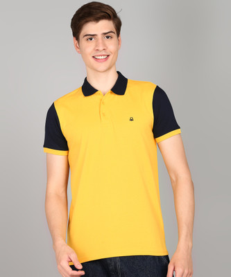 United Colors of Benetton Colorblock Men Polo Neck Yellow T-Shirt