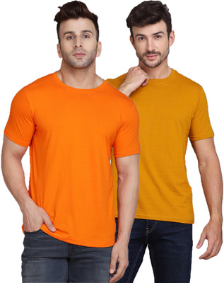 SLOWLORIS Solid Men Round Neck Multicolor T-Shirt