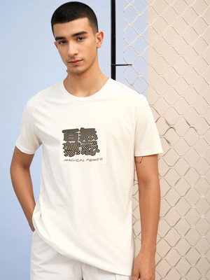 MACK JONNEY Printed Men Round Neck White T-Shirt