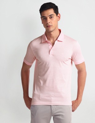 ARROW Printed Men Polo Neck Pink T-Shirt