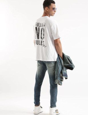 WROGN Typography Men Round Neck White T-Shirt