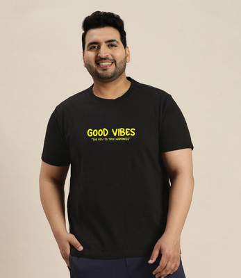 KIXO PLUS Graphic Print Men Round Neck Black T-Shirt