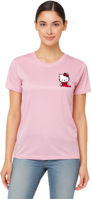 purycot Solid Women Round Neck Pink T-Shirt