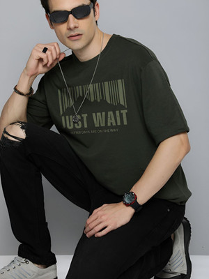 R.Code by The Roadster Life Co. Graphic Print Men Round Neck Dark Green T-Shirt