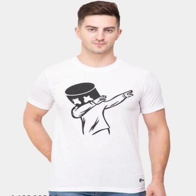 TARSHI Printed Men Round Neck White T-Shirt