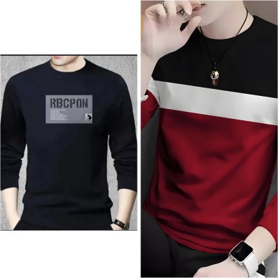 Pachirisu Striped Men Round Neck Black, Maroon T-Shirt