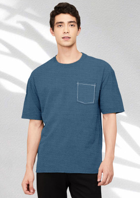 FTX Self Design Men Round Neck Light Blue T-Shirt