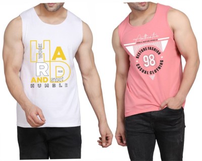 Restore Printed Men Scoop Neck White, Pink, Multicolor T-Shirt