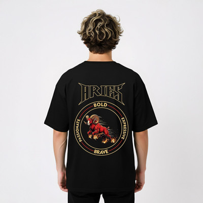 Librone Printed Men Round Neck Black T-Shirt