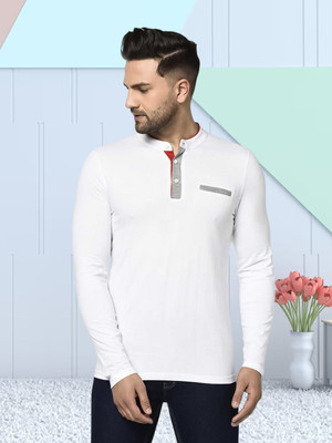GLITO Solid Men Round Neck White T-Shirt