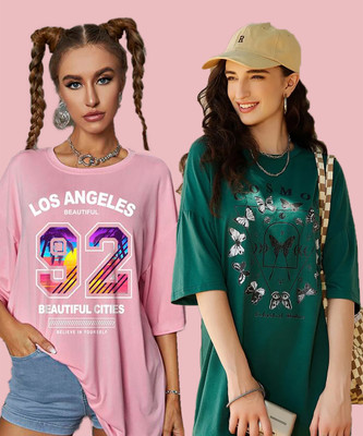 Christy World Printed Women Round Neck Multicolor T-Shirt