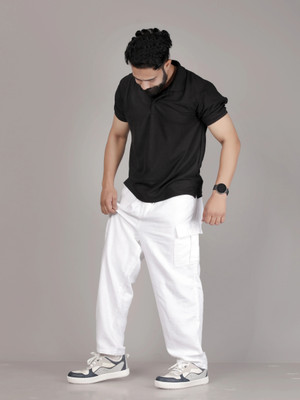 ALVYMAK Solid Men Polo Neck Black T-Shirt