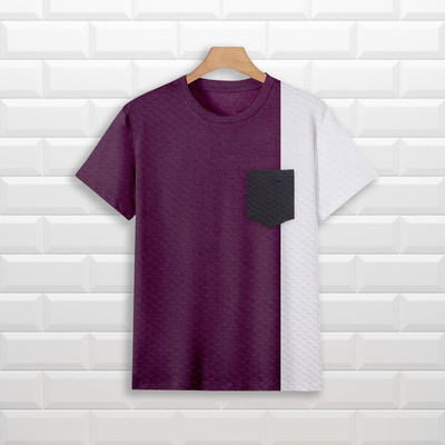 TANNU FAB Self Design Men Round Neck Purple T-Shirt