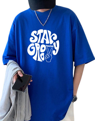 Cool Plus Printed Men Round Neck Blue T-Shirt