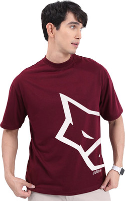 Leotude Printed Men Round Neck Maroon T-Shirt