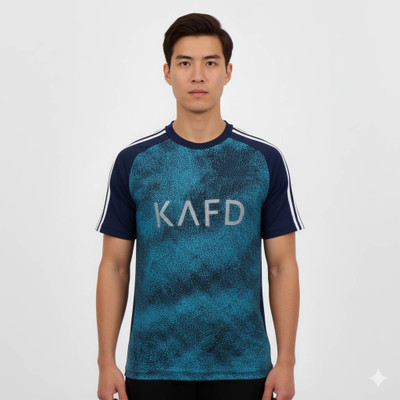 Thiva Printed Men Round Neck Blue T-Shirt