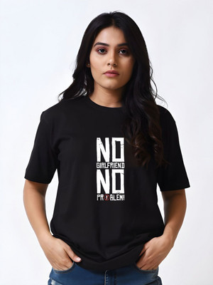 Moda Rapido Self Design Women Round Neck Black T-Shirt