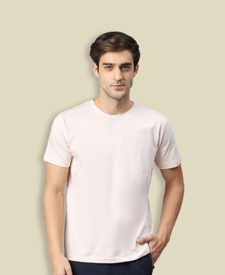 TT Solid Men Round Neck Pink T-Shirt