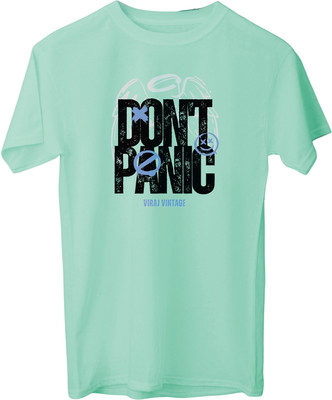 VIRAJ VINTAGE Printed Men Round Neck Light Blue T-Shirt