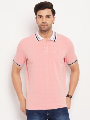 DUKE Solid Men Polo Neck Pink T-Shirt