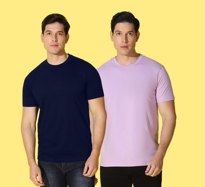 WOOSTRO Solid Men Round Neck Multicolor T-Shirt