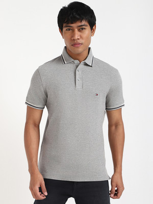 TOMMY HILFIGER Solid Men Polo Neck Grey T-Shirt