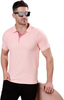 METRONAUT Self Design Men Polo Neck Pink T-Shirt