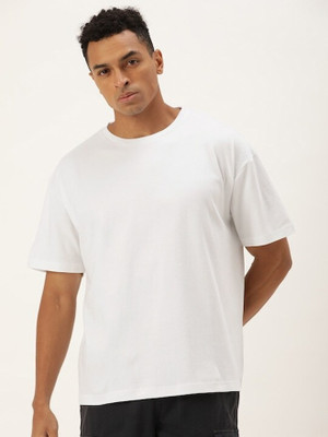 Bene Kleed Solid Men Round Neck White T-Shirt