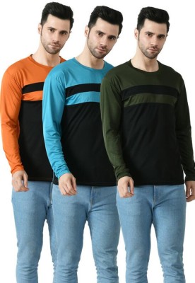 Dam Colorblock Men Round Neck Multicolor T-Shirt