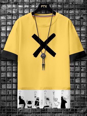 FTX Printed Men Round Neck Yellow T-Shirt