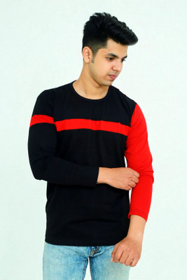 FARICON Solid Men Round Neck Black T-Shirt