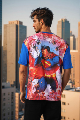 The Indian Garage Co. Printed Men Crew Neck Blue T-Shirt