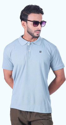 24 Street Solid Men Polo Neck Green T-Shirt