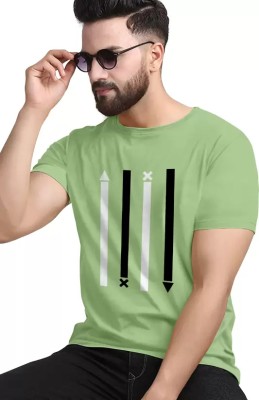 SHOEFLY Printed Men Round Neck Green T-Shirt